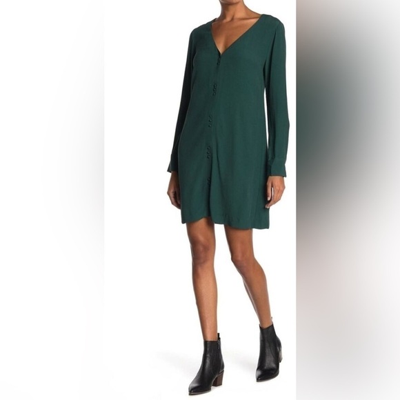 Madewell Womens Spruce Green Button Front Long Sleeve Novel shirt Mini Dress S - Picture 8 of 8